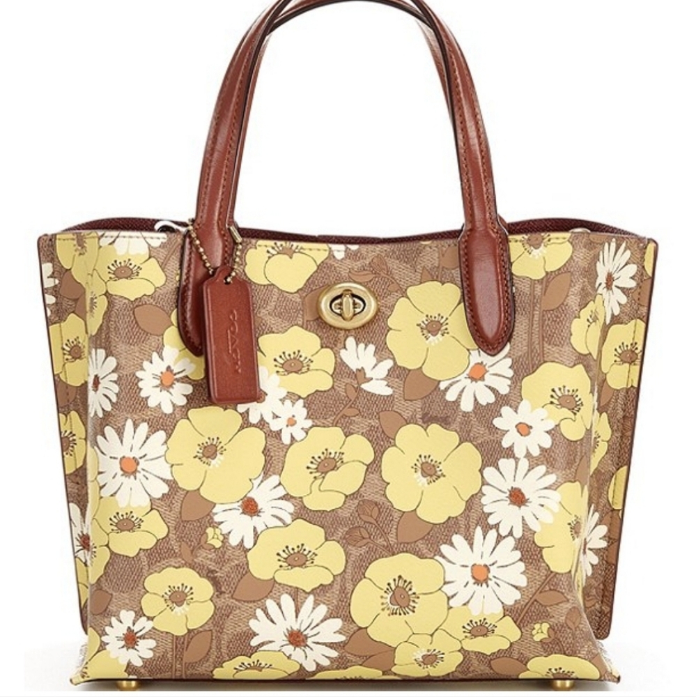 Coach Willow Signature Logo Canvas Floral Print Tote
